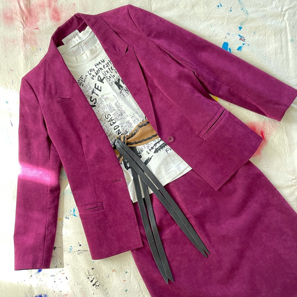 Vintage ultrasuede skirt suit